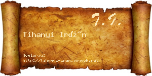 Tihanyi Irén névjegykártya