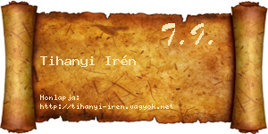 Tihanyi Irén névjegykártya